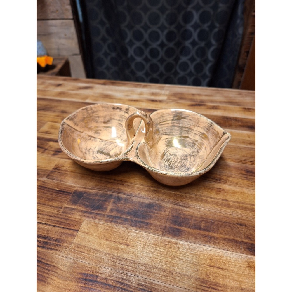 Vintage Mid Century MCM 1960s Nut Candy‎ Dish with Center Handle BG 9 USA